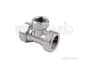 Kuterlite 900 Range Compression Fittings -  Kuterlite 918bcp Chrome Plated 28mm X 28mm X 15mm Tee