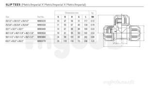 Philmac 3g -  Philmac 3g Metric/imperial Slip Tee 90366 50mm