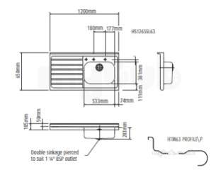 Pland Catering Sinks and Stands -  Pland 1200 X 650 Htm63 Hospital Sink Rhd Ss