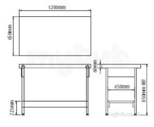 Pland Catering Sinks and Stands -  Pland 1200 X 600 Island Table C/w Stand Andu/shelf