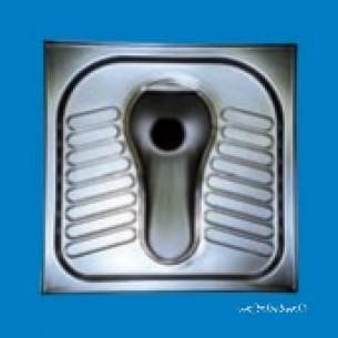Pland Commercial Stainless Steel -  Pland Asian Squat Pan C/w Rear Injector