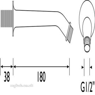 Gummers Commercial Showers -  Sirrus Sa180cp Fixed Shower Arm Cp