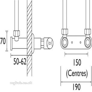 Gummers Commercial Showers -  Sirrus 50-62mm Concealed Wall Mount Ch