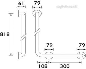 Gummers Commercial Showers -  Bristan Sirrus Grab Rail Steel Kit Gb