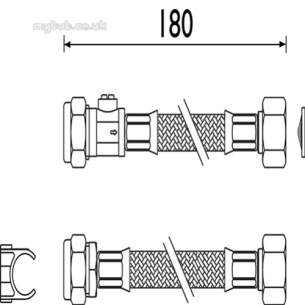 Gummers Commercial Showers -  Sirrus Ts503 180mm Flexible Hose Kit