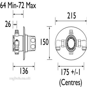 Gummers Commercial Showers -  Sirrus Ts1503ccp2000mk 15mm Mxg Valve Cp