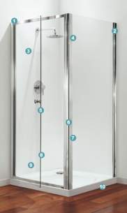 Coram Premier Shower Enclosures -  Coram 900 Premier Quad Door And Frame Set Polished Silver/clear Glass