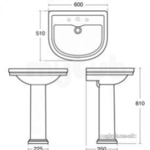 Ideal Standard Sottini Ware -  Ideal Standard Reprise E8420 600mm Two Tap Holes Basin White