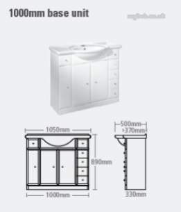 Roper Rhodes Furniture -  Valencia Base Unit 1000mm C/t White