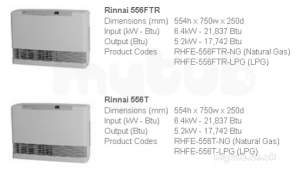 Rinnai Range Of Gas Wall and Water Heaters -  Rinnai 556t Gas Wall Heater Exc Flue