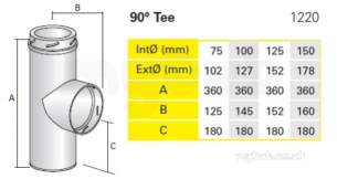 Rite Vent B Vent -  Rite Vent B-vent 90 Deg Tee 100mm