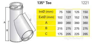 Rite Vent B Vent -  Rite Vent B-vent 135 Deg Tee 100mm