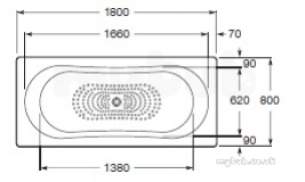 Roca Metal Steel Baths -  Roca Duo Plus 1800mm No Tap Holes D/e Steel Bath White