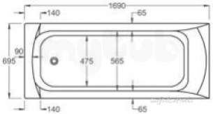 Roca Acrylic Baths -  Roca Giralda 1700 X 700mm Two Tap Holes Bath White