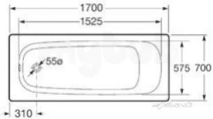 Roca Metal Steel Baths -  Roca Contesa Deluxe 1700 X 700mm Two Tap Holes Bath White