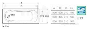 Roca Metal Steel Baths -  Roca Contesa 1500 X 700mm Two Tap Holes Bath White