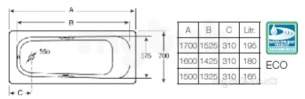 Roca Metal Steel Baths -  Roca Carla 1700 X 700mm Two Tap Holes Bath Only White