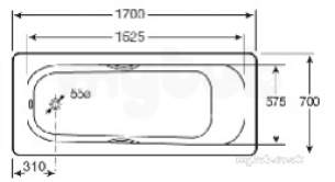 Roca Metal Steel Baths -  Roca Carla Deluxe 1700 X 700 Two Tap Holes Bath Wh Plus A/s