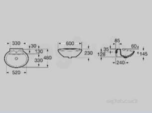 Roca Sanitaryware -  Roca Fontana 600mm One Tap Hole W/h Or On Countertop Basin Wh