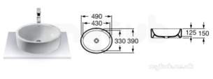 Roca Sanitaryware -  Roca Fuego 490mm No Tap Holes On Countertop Basin Wh