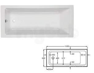 Roca Acrylic Baths -  Roca The Gap 1600 X 700mm No Tap Holes Bath White