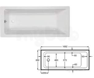 Roca Sanitaryware -  Roca The Gap 1700 X 700 No Tap Holes Bath