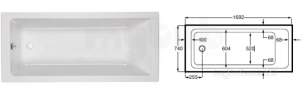 Roca Acrylic Baths -  Roca The Gap 1700 X 750mm No Tap Holes Bath White