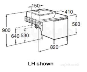 Roca Furniture and Vanity Basins -  Roca H And H 820 X 410 Base Unit Single Draw Left Hand G/gry