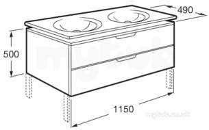 Roca Sanitaryware -  Roca Kalahari-n Furniture Base 1200mm Grey