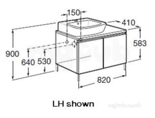 Roca Furniture and Vanity Basins -  Roca H And H 820 X 410 Base Unit Double Draw Right Hand G/gry