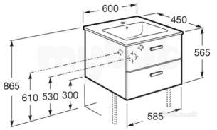 Roca Furniture and Vanity Basins -  Roca Victoria Unik 600 X 450 Basin Plus Unit G/wh