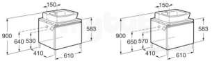 Roca Furniture and Vanity Basins -  Roca H And H 610 X 410 Base Unit Single Draw G/gry