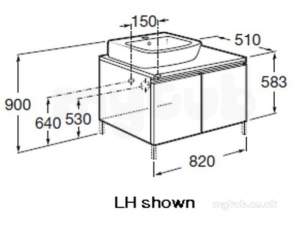 Roca Furniture and Vanity Basins -  Roca H And H 820 X 510 Base Unit Double Draw Left Hand W/nut