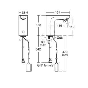 Armitage Shanks Commercial Brassware -  Armitage Shanks A6160aa Sensorflow Wave Basin Tap Battery
