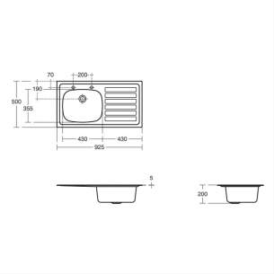 Armitage Shanks Commercial Sanitaryware -  Armitage Shanks Is Stewart In Sink 92x50 Ssrh Drn200 S1298my