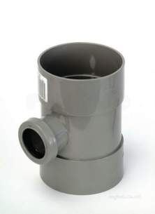Center Soil Waste and Overflow -  Center Short Boss Pipe 110mm X 40mm Grey