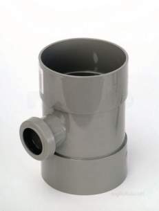 Center Soil Waste and Overflow -  Center Short Boss Pipe 110mm X 32 Mm Grey