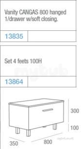Salgar Showroom Furniture -  Salgar 13864 Wood Vanity Cabinet Legs 100mm High