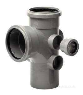 Center Soil Waste and Overflow -  Center Single Branch 110mm Grey 1 Pack