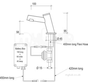 Twyfords Commercial Brassware -  Sola Touch Tap Monobloc. Battery Operated Sf2105cp