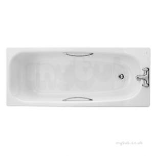 Twyfords Pressed Steel Baths -  Shallow Bath 1500x700 2 Tap Slip Resist Inc Grips Sb1372wh