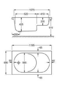 Eastbrook Baths -  23.2081 Sit Bath 1200 X 700 Carronite Wh