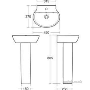 Ideal Standard Sottini Ware -  Ideal Standard Round H/r Basin 45 White 1th