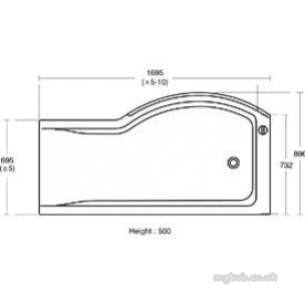 Ideal Standard Sottini Ware -  Ideal Standard Santorini Shower Bath 170 X 70 Wht Left Hand Iws Nth E700901