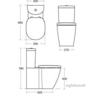 Ideal Standard Sottini Ware -  Ideal Standard Round Cistern Bsio White 6/4l Dfv C/c E775801