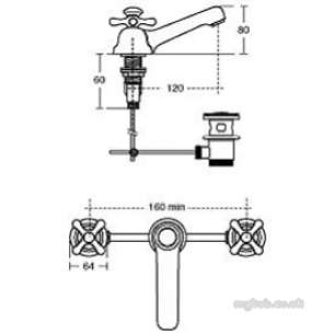 Ideal Standard Sottini Brassware -  Ideal Standard Reprise N9668 3th Basin Mixer And Puw Cp N9668aa