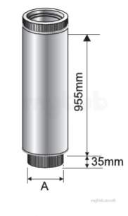 Specflue Twinwall System -  130mm Iflue 1mm Stove Conntr 963mm Lgth