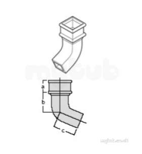 Alumasc Painted Cast Iron Square and Rectangle -  4x4 Inch X112.5d Sqr Right Hand Side Bnd P44b112rpa