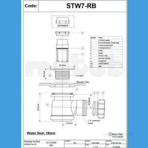 Mcalpine Waste traps overflow -  1.5 Inch X 19mm Seal Shower Trap T/a Stw7-rb