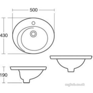 Ideal Standard Sottini Ware -  Ideal Standard Swirl E316501 50 X 43cm One Tap Hole Countertop Basin Wh